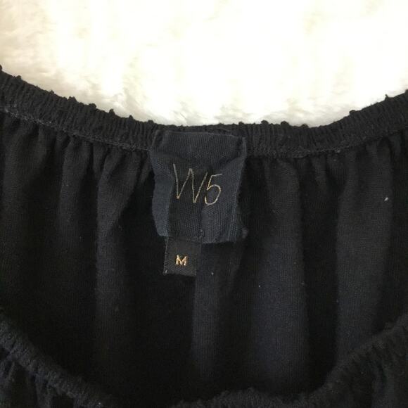 W5 Black Swiss Dot Puff Sleeve Button-Up Top - Picture 4 of 8